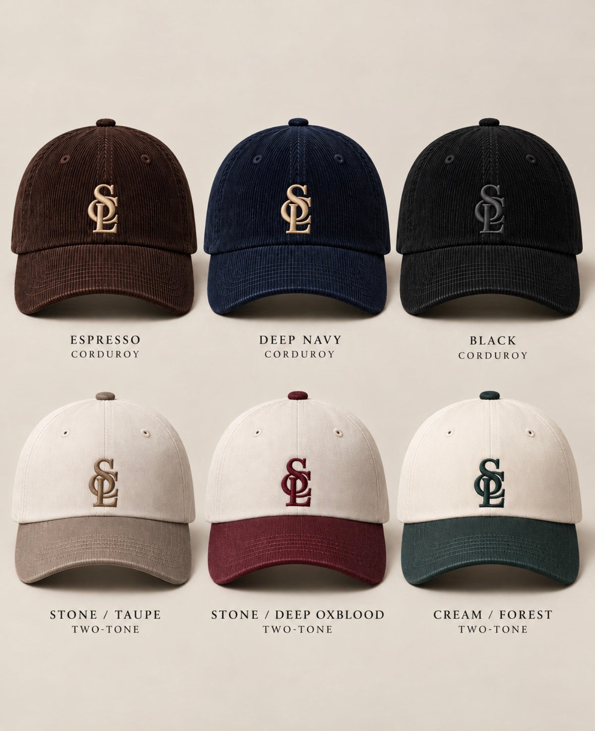 Espresso corduroy cap, front pre-production view